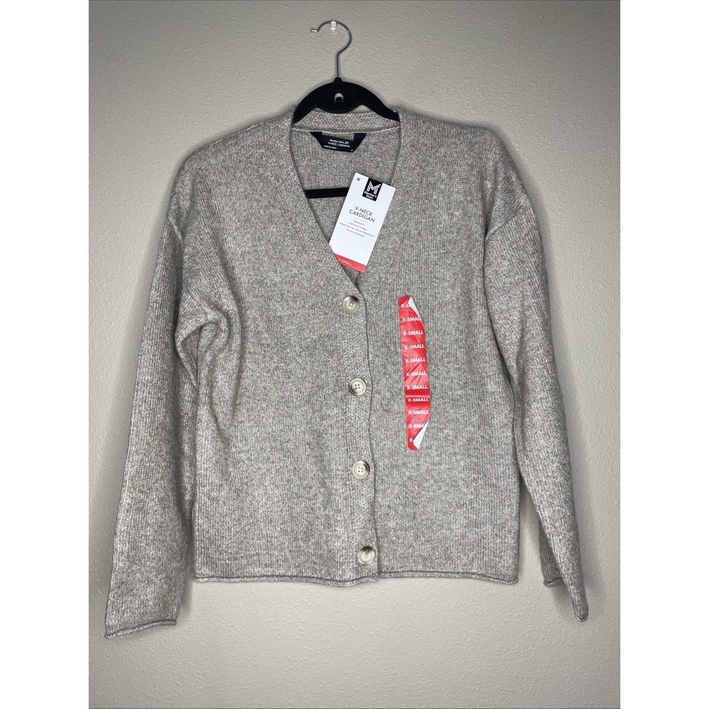 Members Mark Womens Soft Knit Toasted Heather Tan V Neck Cardigan Size XS NWT